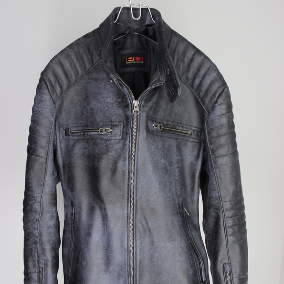 R100 Leather Jacket Mens XL Distressed Gray NEW - Picture 1 of 4
